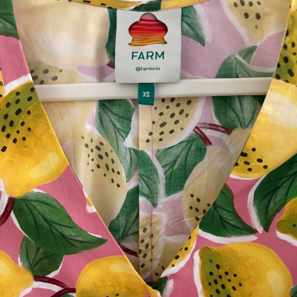 FARM Rio Pink Lemon Print Button-Up Blouse - Picture 4 of 9